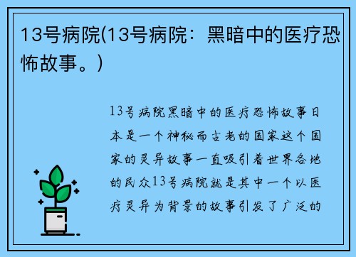 13号病院(13号病院：黑暗中的医疗恐怖故事。)